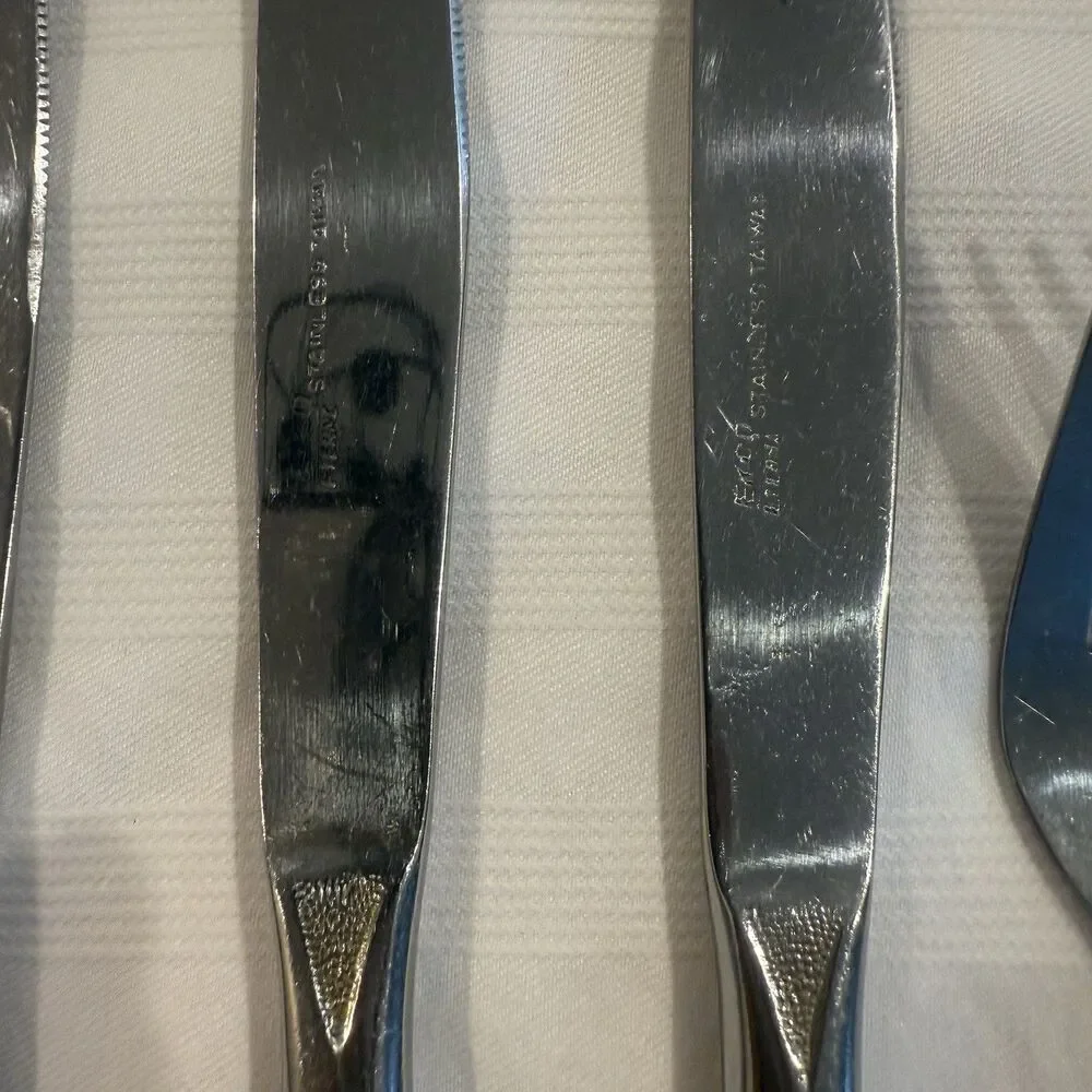 Ekco Eterna Rose Cotillion Stainless Flatware Knife Fork Spoon 13 Pc Vintage